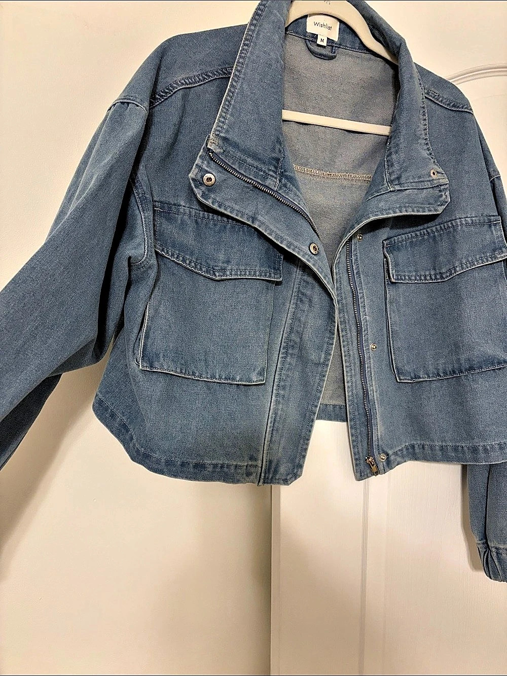 Wishlist Cropped Denim Jacket Blue Medium - Picture 2 of 8